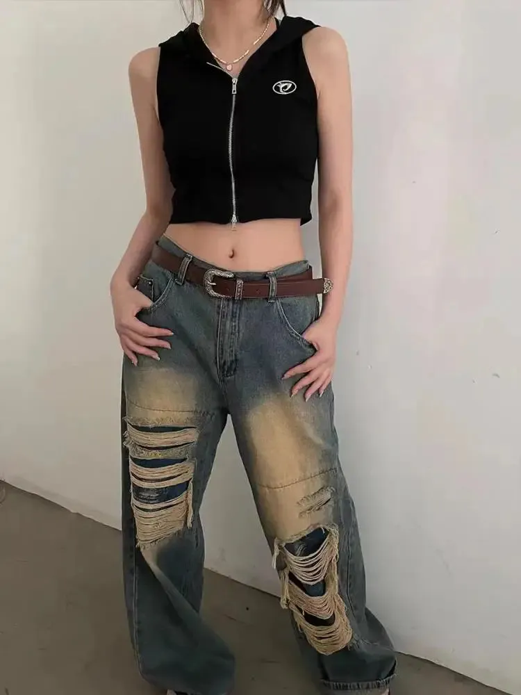 2024 Loose Casual Trend Streetwear Women's Denim Pants Jeans