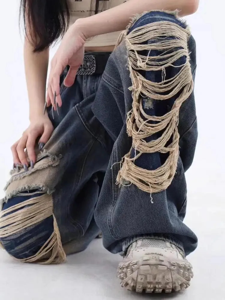 2024 Loose Casual Trend Streetwear Women's Denim Pants Jeans