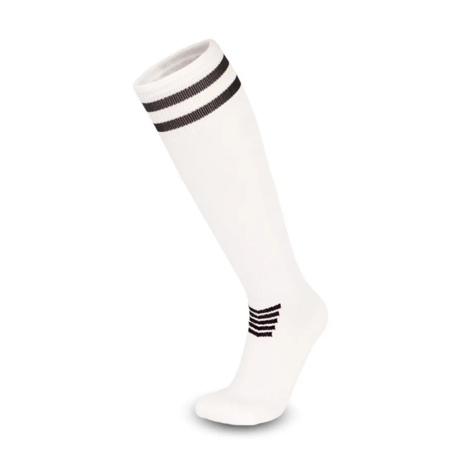 3 Pack Men's White Football Socks with Black Striped