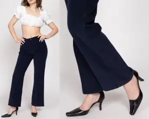 32" Waist 70s Navy Blue Corduroy Flared Pants Unisex