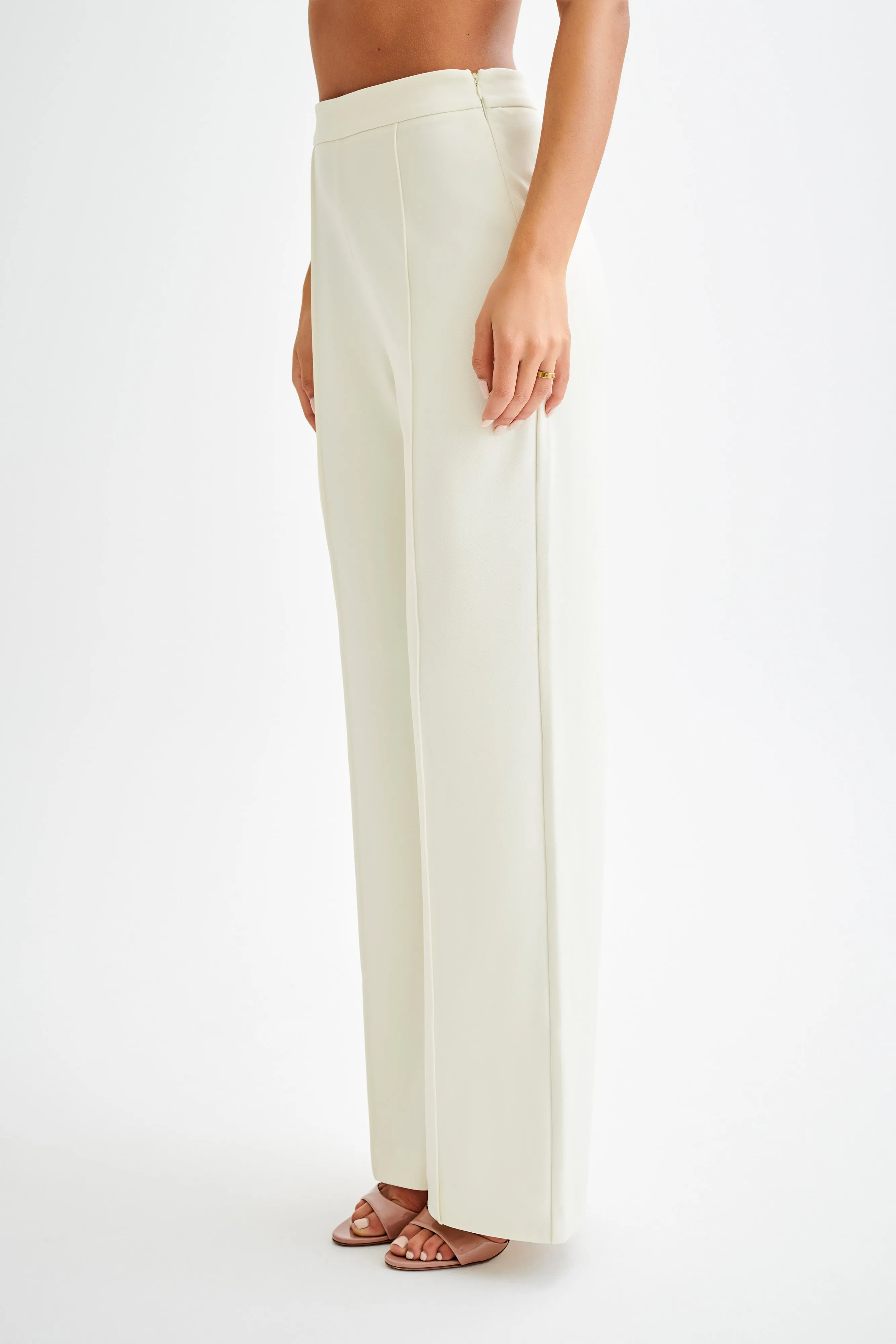 Antonia Pleated Wide Leg Pants - Ivory