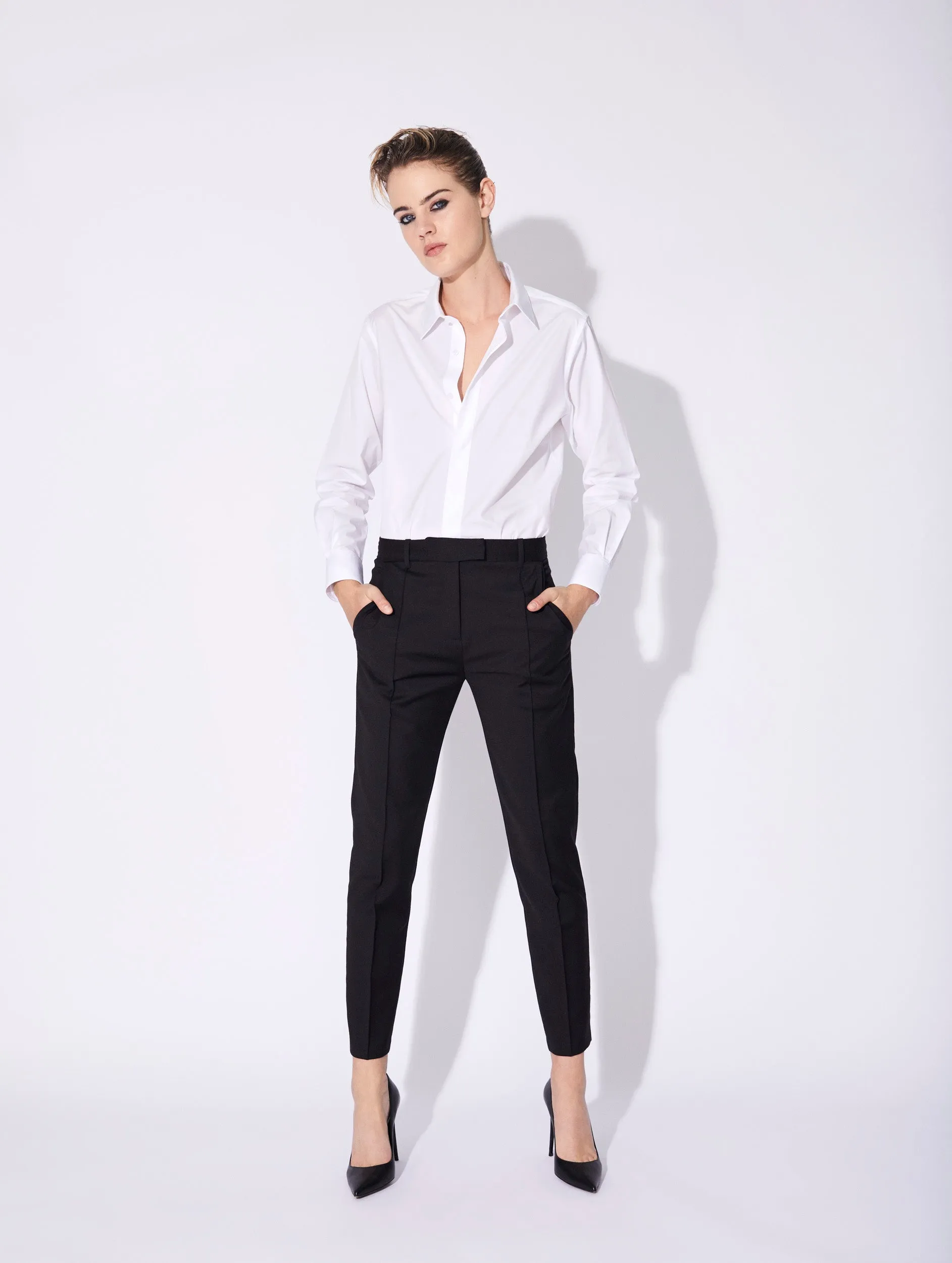 Black stretch wool Roxy suit trousers