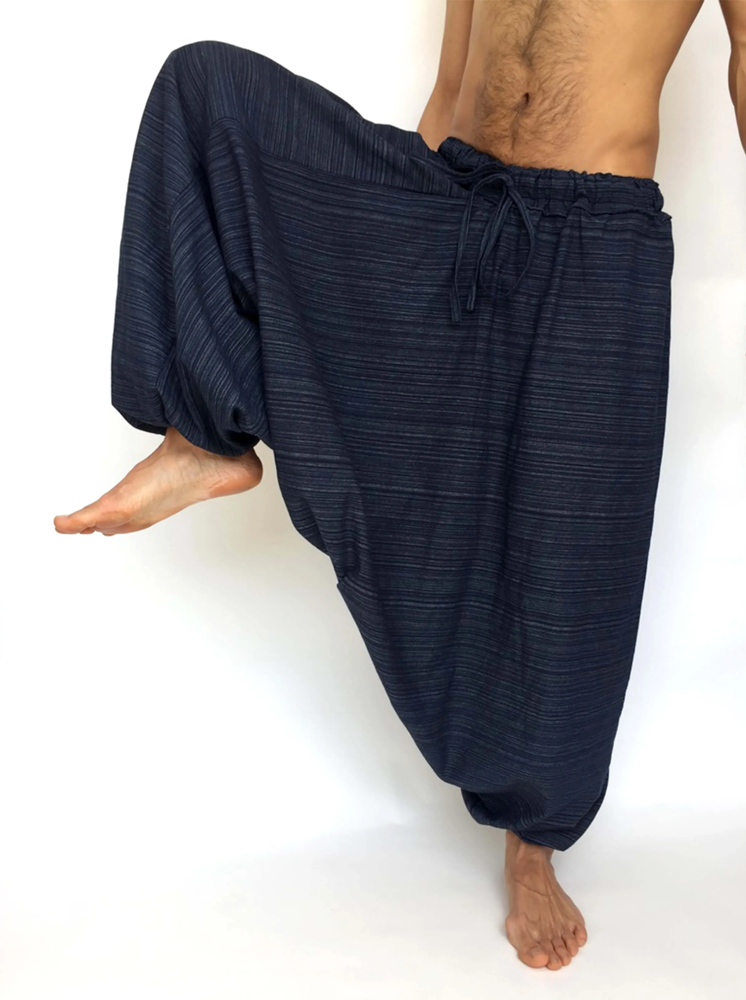 Blue Line Pattern Samurai Pants