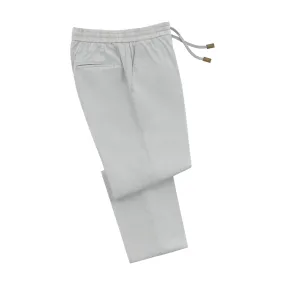 Cotton-Silk Blend Trousers in Greyish Blue