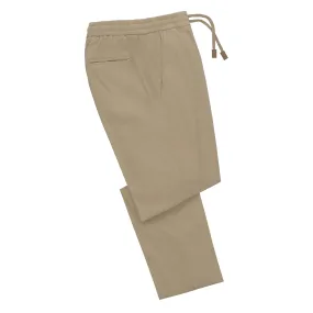 Cotton-Silk Blend Trousers in Taupe