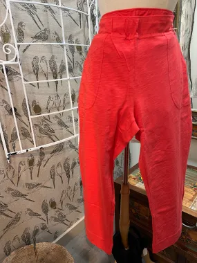 Cotton Slub Pocket Capri in Red