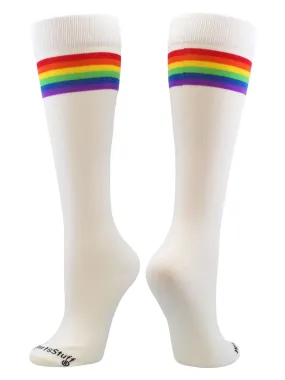 Crazy Retro Rainbow Socks with Stripes For Soccer Softball