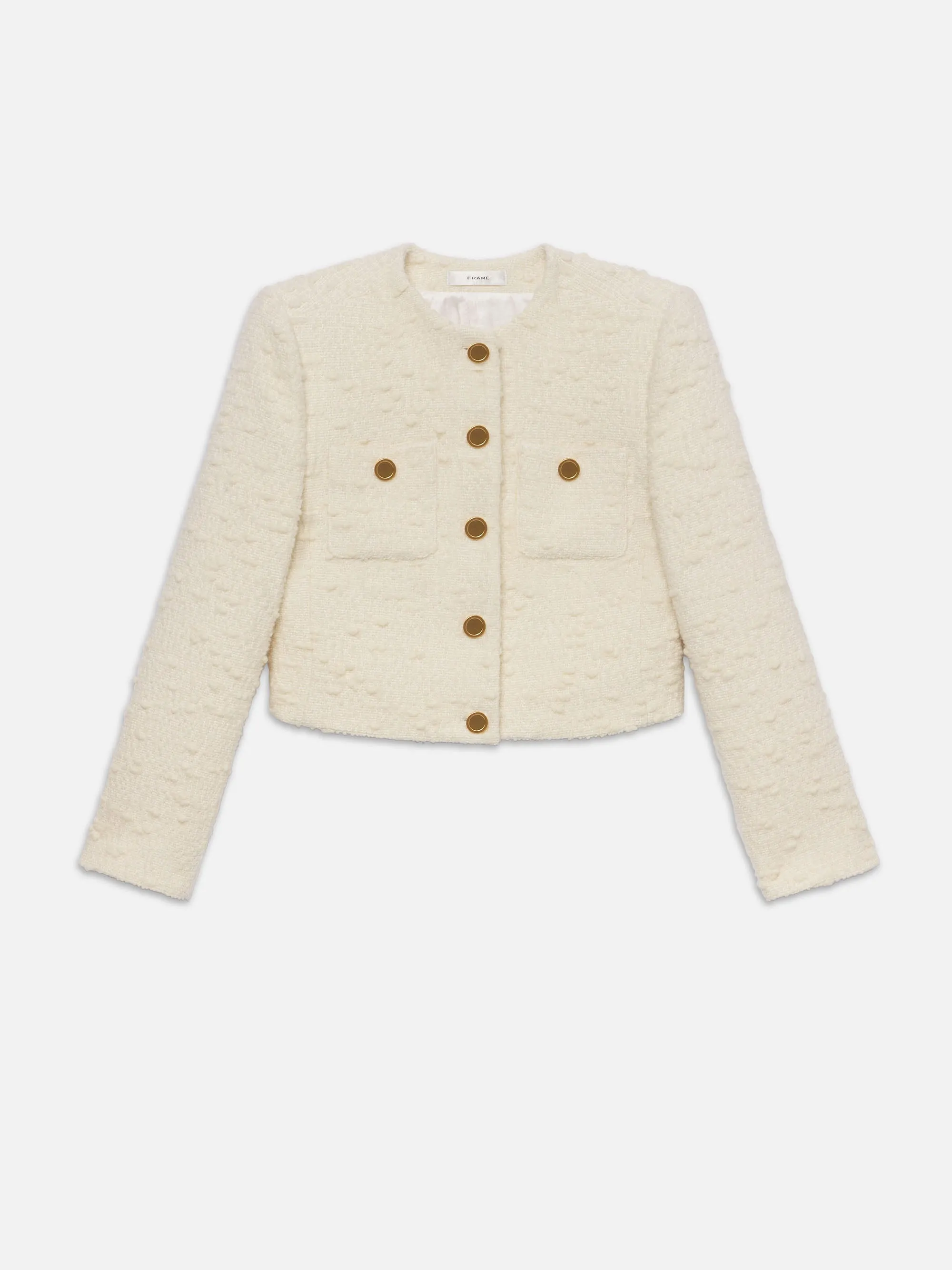 Cropped Button Front Jacket -- Ecru