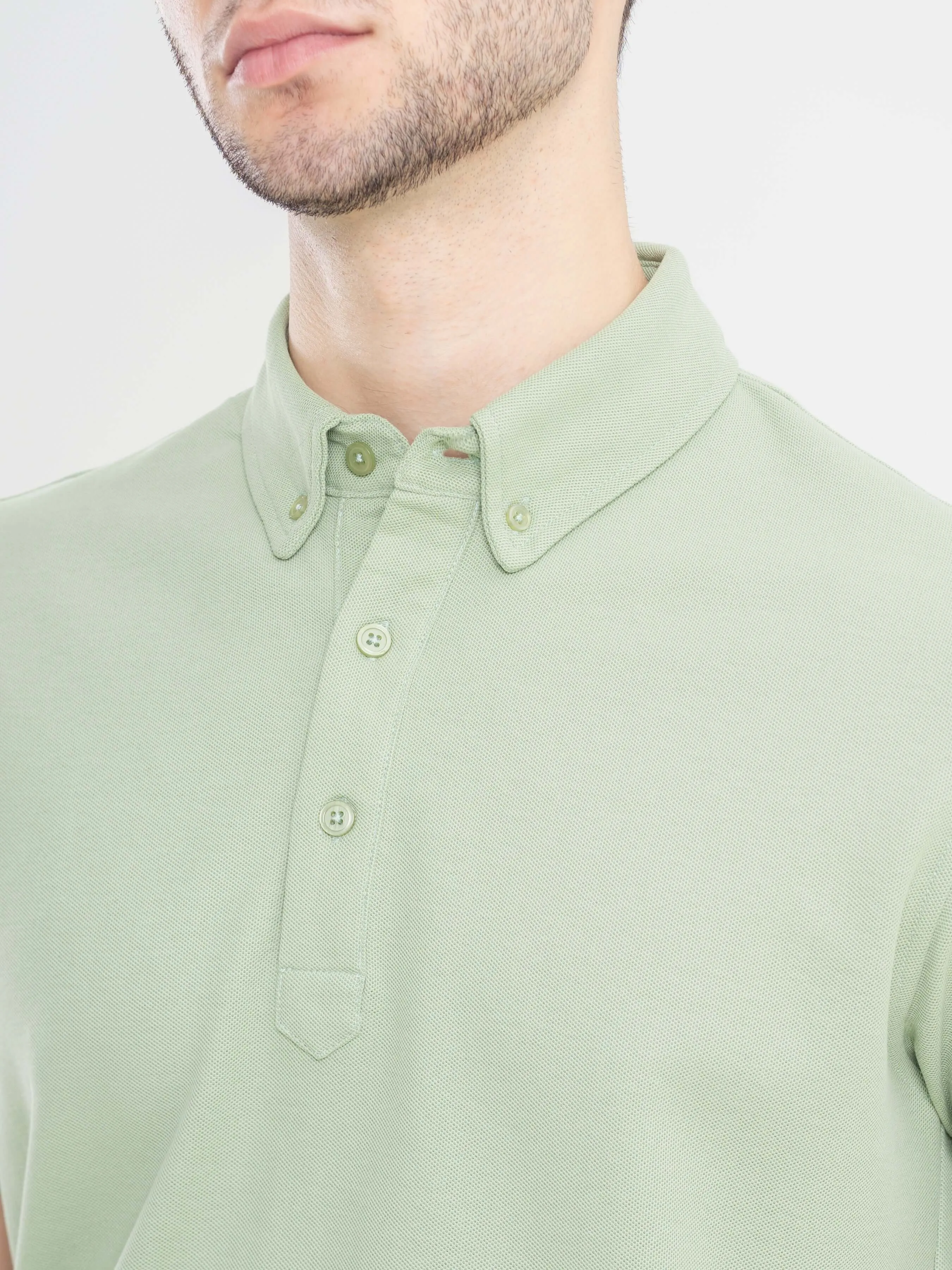 Dante Polo Button Down Short Sleeve - Moss Green