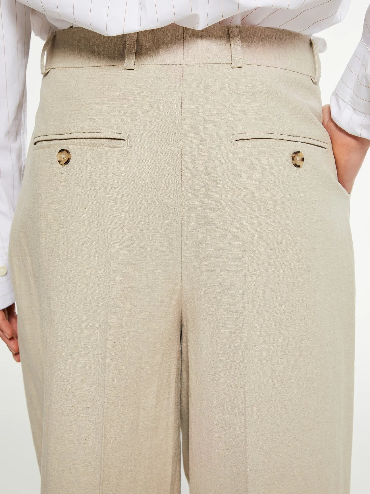 Double-Pleated Tailored Trousers in Sand