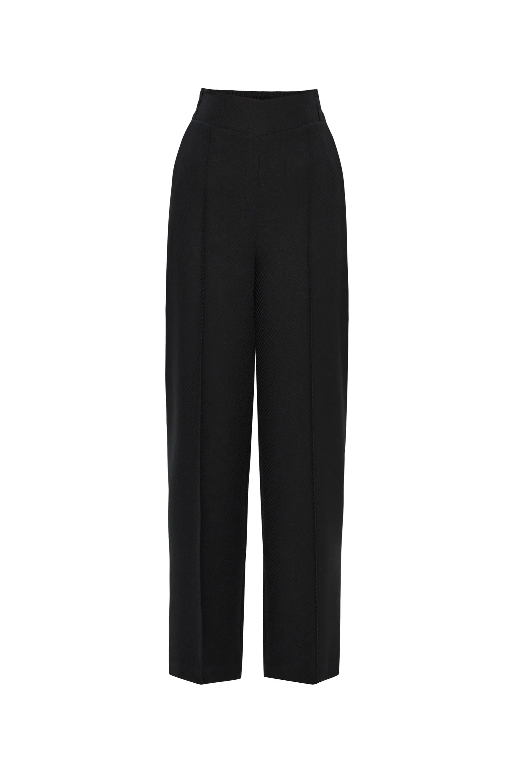 Exquise Abigail Black High Waisted Textured Trousers