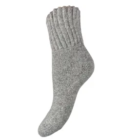 Light Grey thick wool blend socks with ribbed cuff