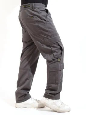 Medium Grey Peach Finish Cotton 8 Pocket Open Bottom Cargo