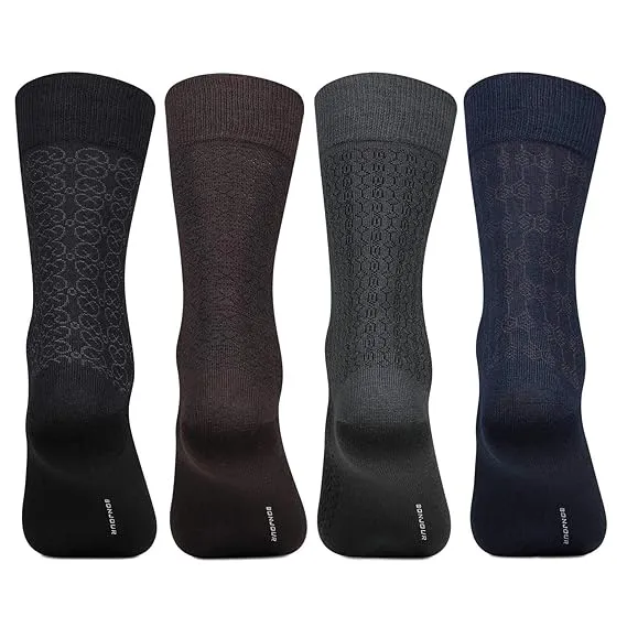 Men's Mercerized Formal Dress Full Length Socks- Pack of 4