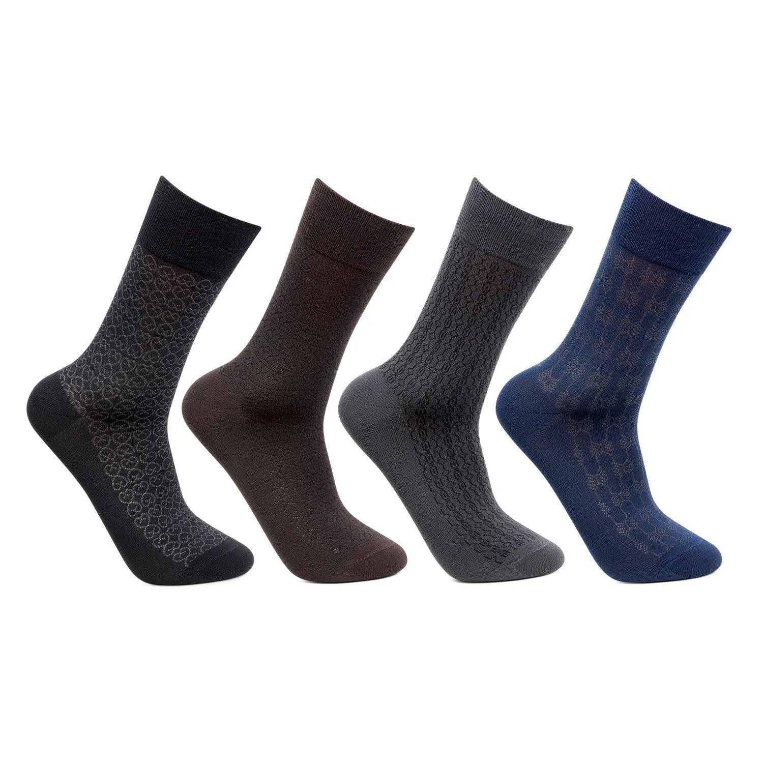 Men's Mercerized Formal Dress Full Length Socks- Pack of 4