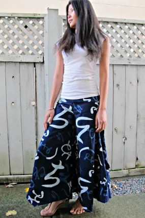 New design Indigo Hiragana Symbols Wide Leg Pants NK4F