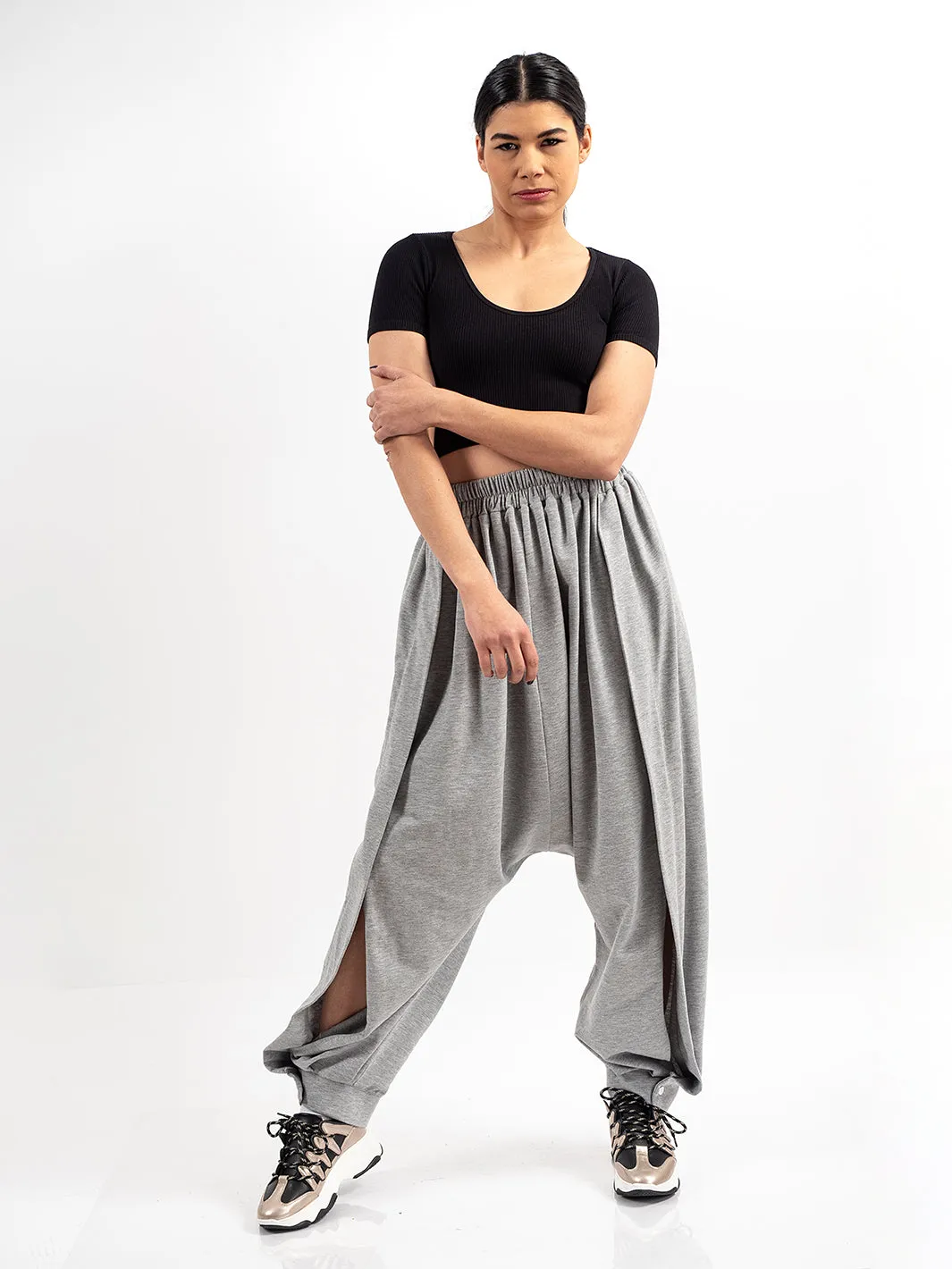 Oversize Gray Pants With Cutouts