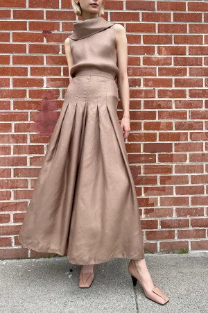 Pleated Wide Leg Pants in Nomad