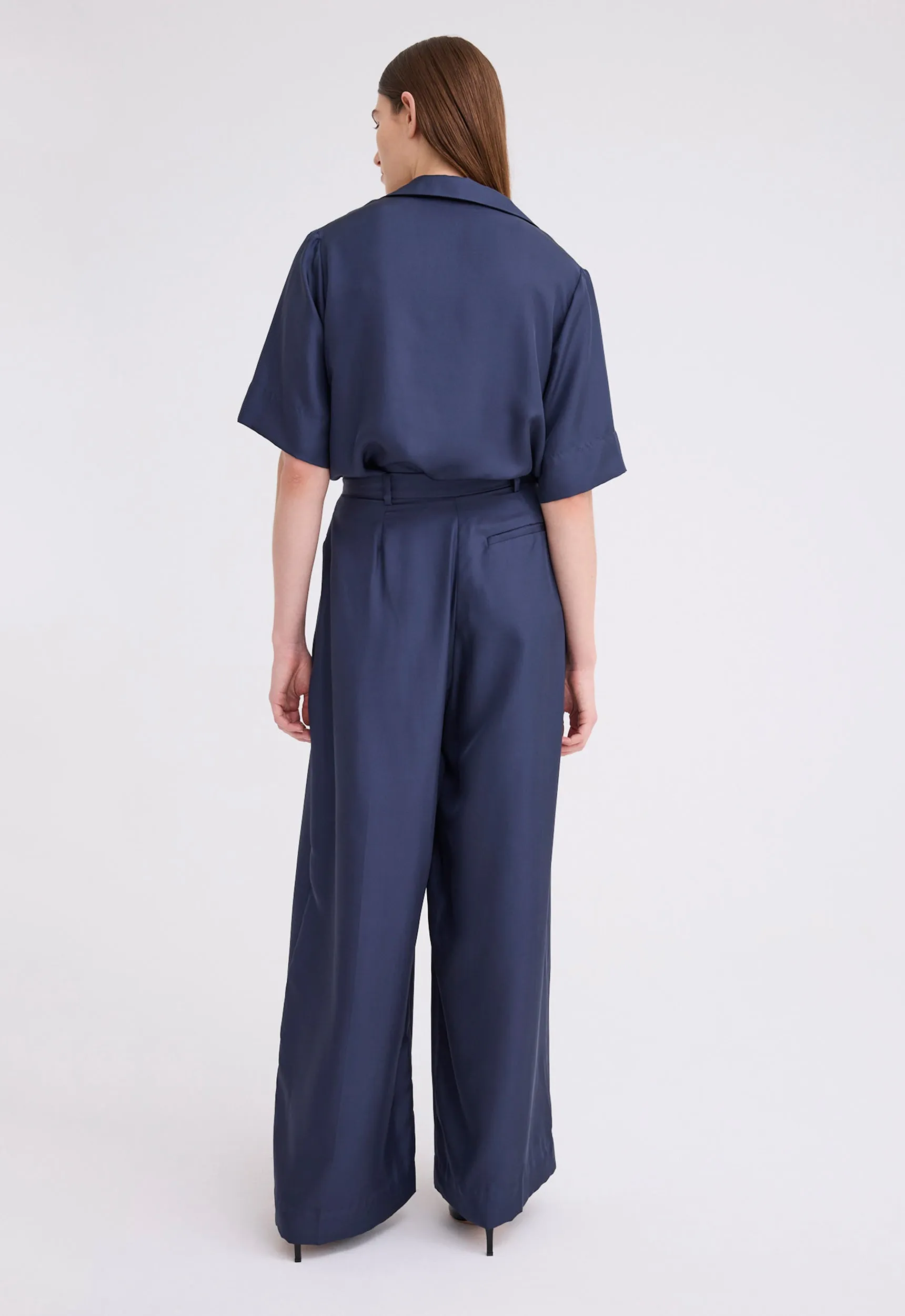 Poirot Silk Twill Pant - Sly Blue