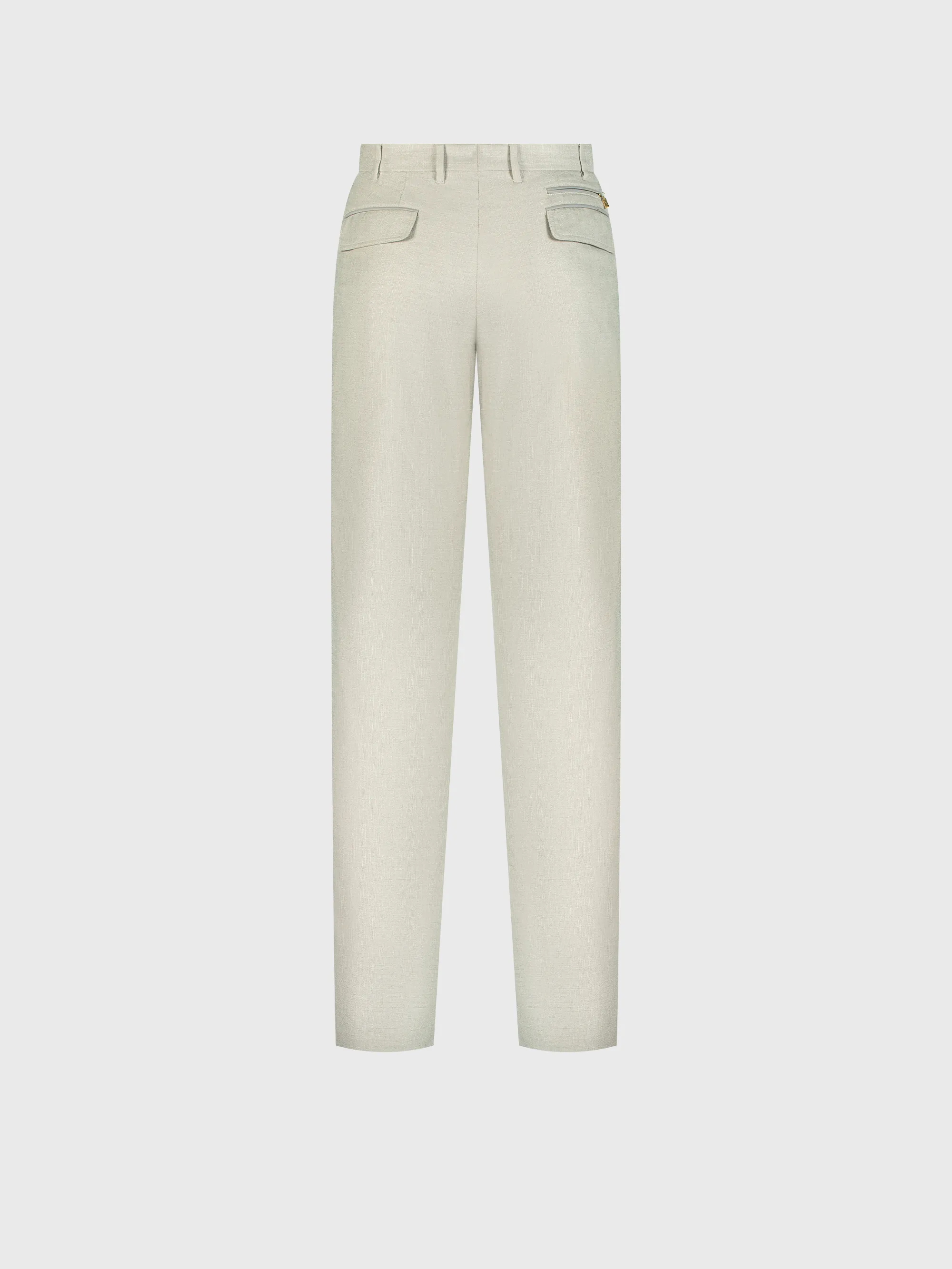 Silk and Wool Trousers with Leather Details