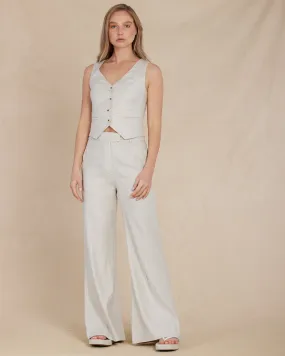 Sofia Linen Twill Wide Leg Pants - Naturale