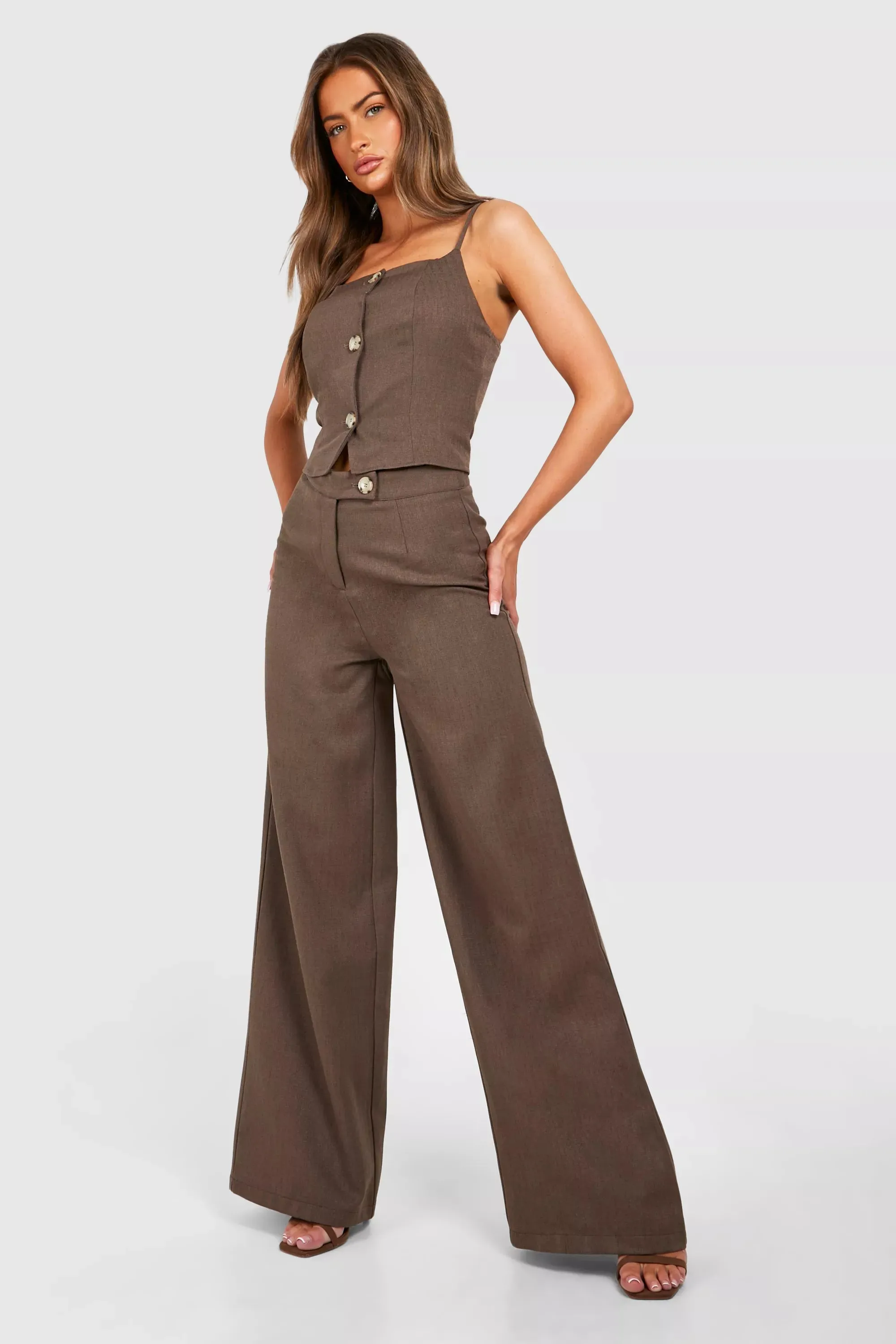 Straight Cut Textured Tailored Trousers