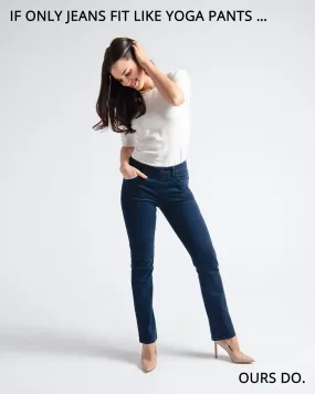 Straight-Leg | 4-Pocket Betabrand Yoga Denim (Dark Indigo)