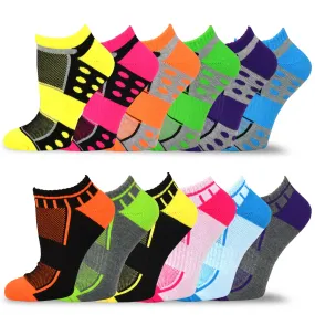 TeeHee Socks Women's Golf Polyester No Show Dot and Stripe Mash 12-Pack (12075)