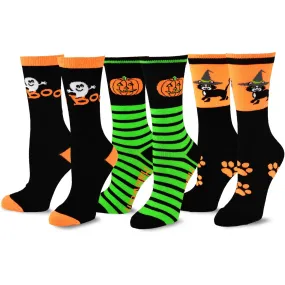 TeeHee Socks Women's Halloween Polyester Crew Assorted 3-Pack (11240)