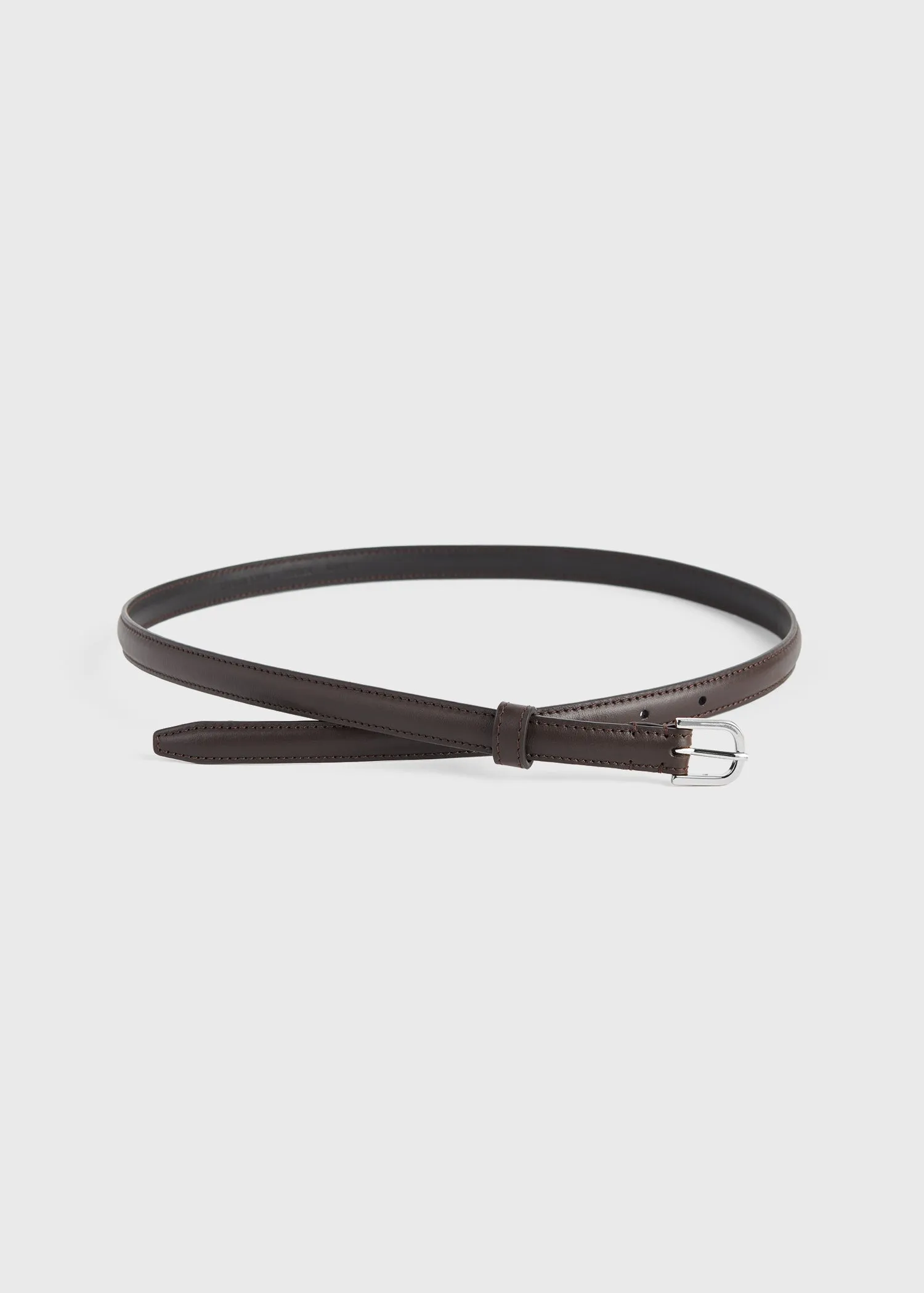 Thin leather trouser belt bark