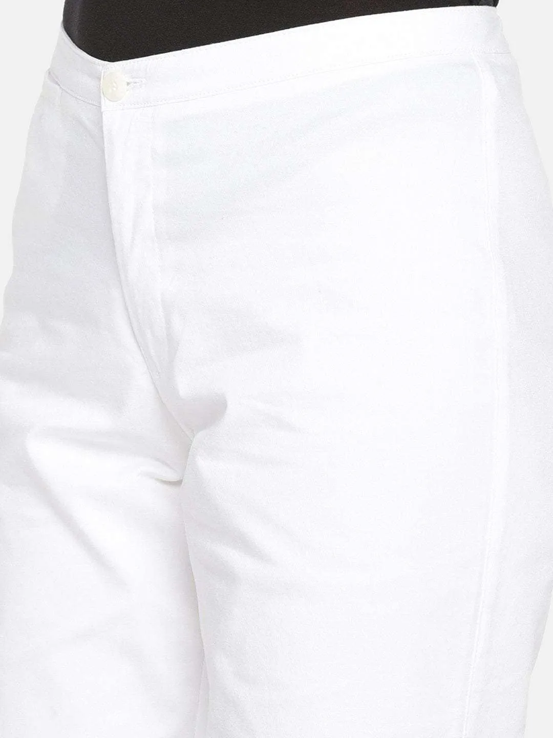 Women's Cotton Lycra White Regular Fit Pant